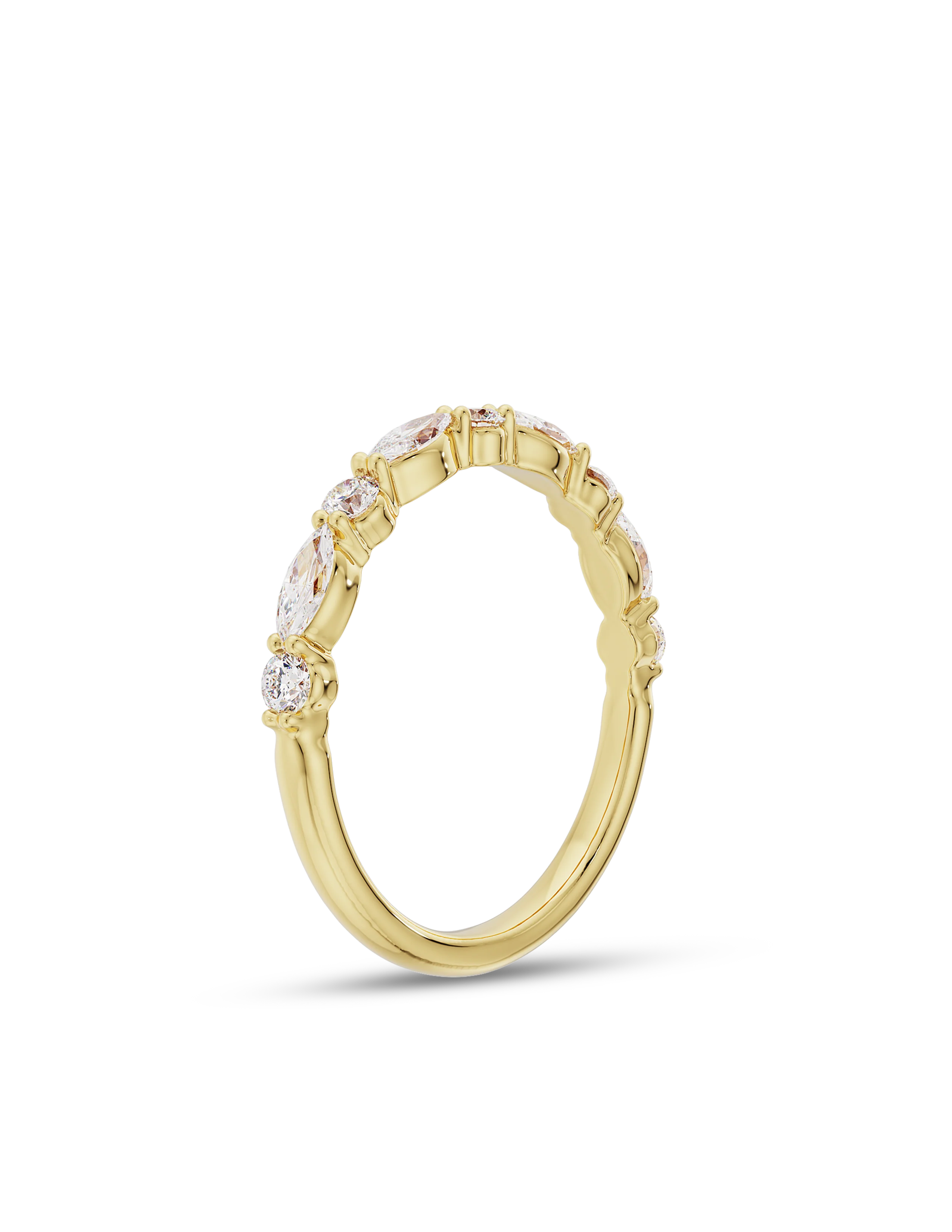 Eloise Bold Round and Marquise Diamond Band Yellow Gold - Image 3