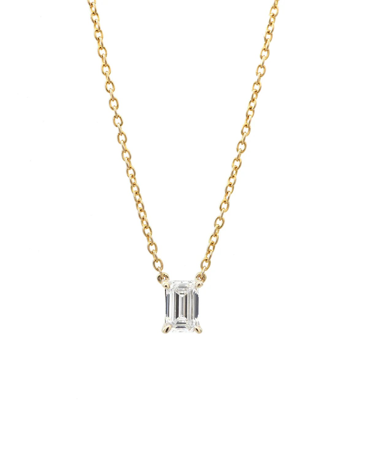 Emerald Solitaire Diamond Necklace - Image 10