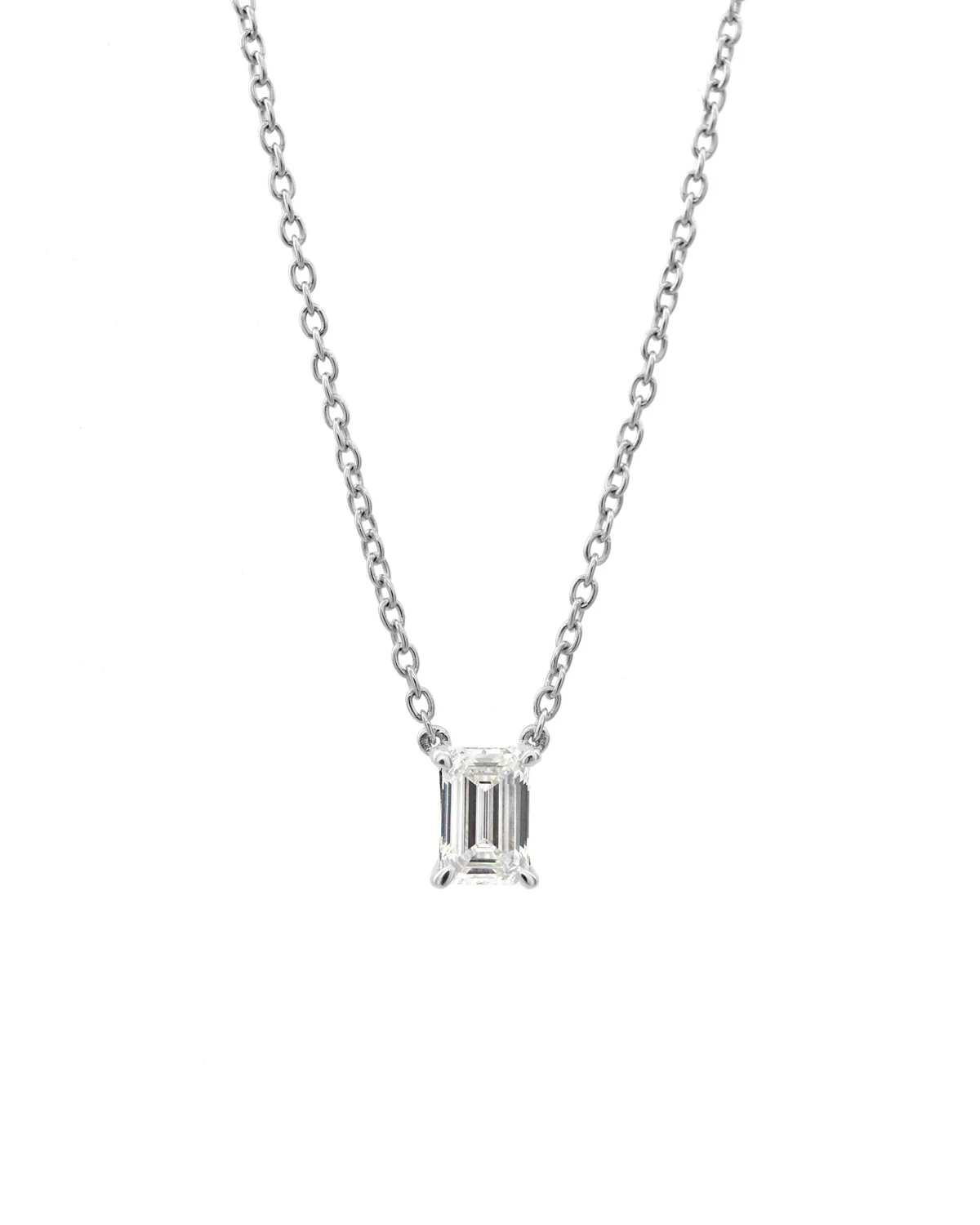 Emerald Solitaire Diamond Necklace - Image 11