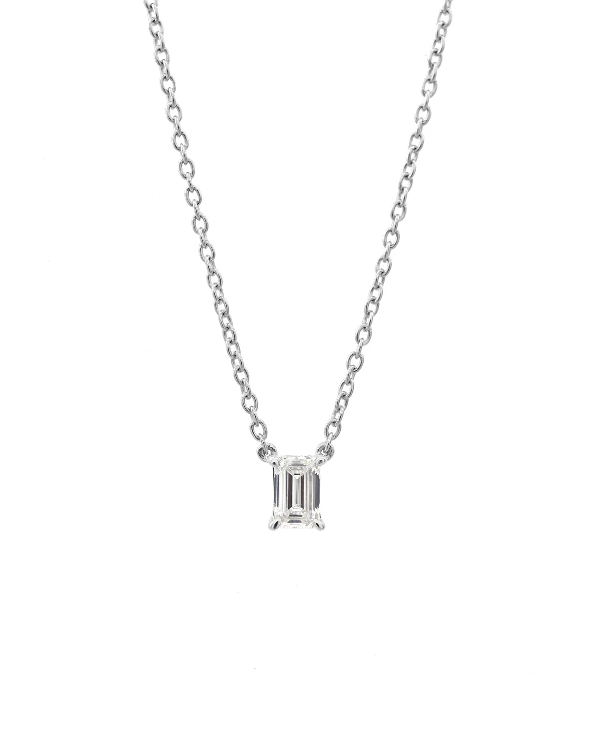 Emerald Solitaire Diamond Necklace - Image 9