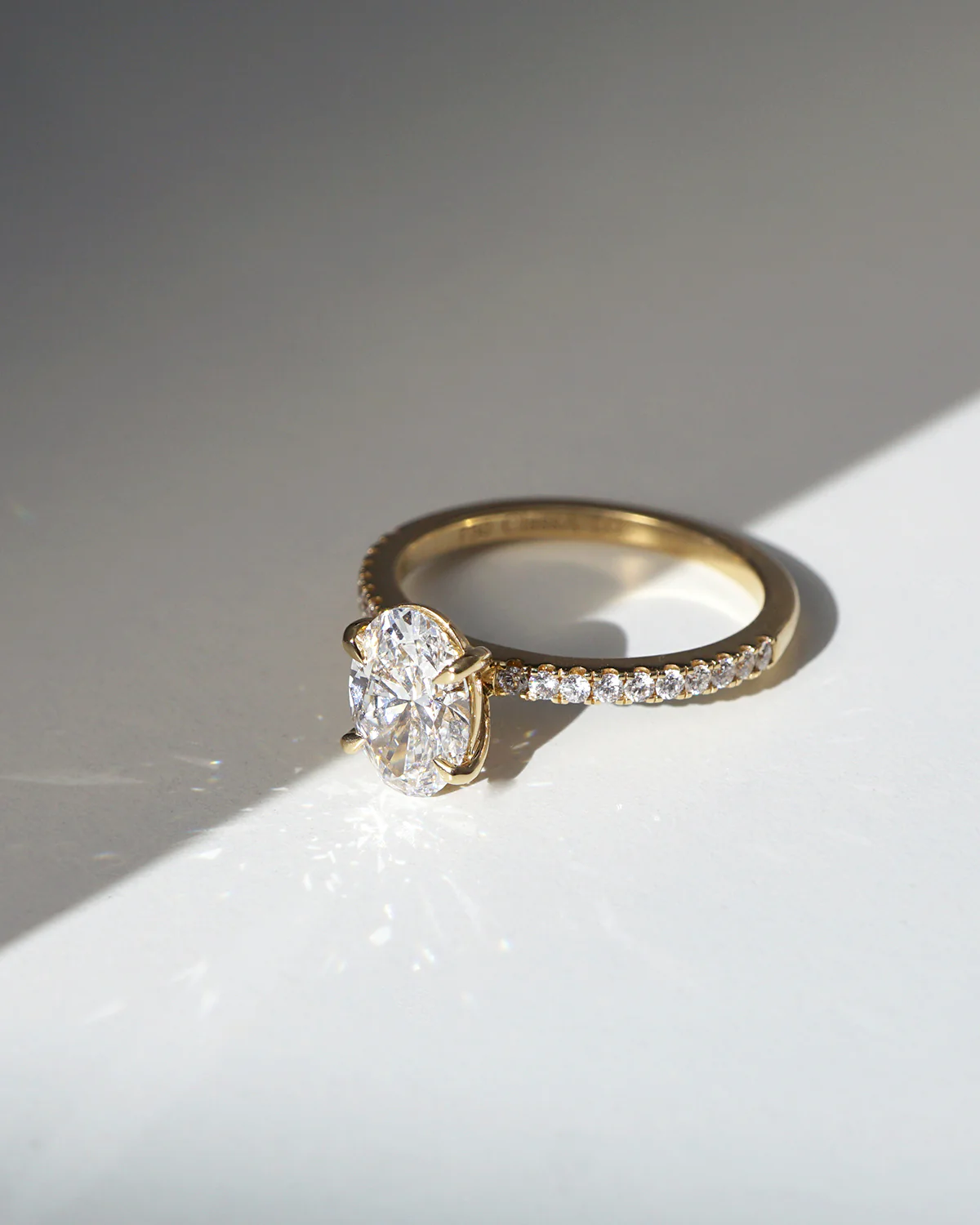 Grace 2.54ct Oval Diamond Engagement Ring with Diamond Band - Image 4