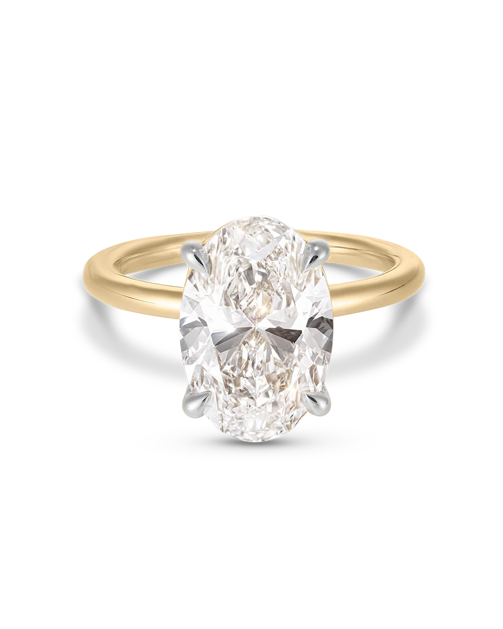 Grace 4.01ct Two Tone Oval Diamond Solitaire Engagement Ring